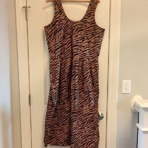 Everlane Brown and Black Zebra Print Midi Dress